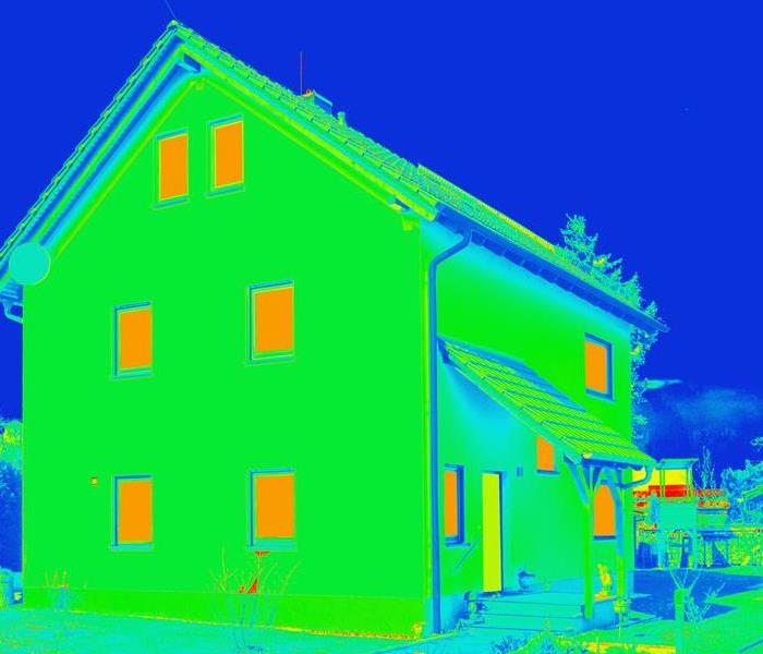 An infrared camera view of a home. 